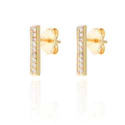 Silver Zircon Earrings Zirconia Earrings - 12mm Bar