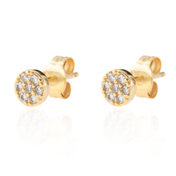 Silver Zircon Earrings Zirconia Earrings - Button