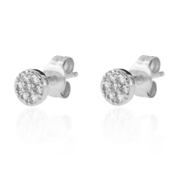 Silver Zircon Earrings Zirconia Earrings - Button