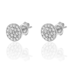 Silver Zircon Earrings Zirconia Earrings - 8 mm