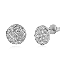 Silver Zircon Earrings Zirconia Earrings - 9MM