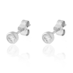 Silver Zircon Earrings Zirconia Earrings - 4mm