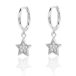 Silver Zircon Earrings Zirconia Earrings - Star