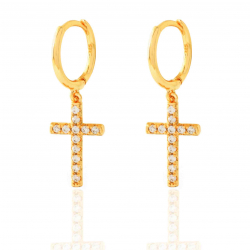 Silver Zircon Earrings Zirconia Earrings - Cross