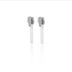 Silver Zircon Earrings Zirconia Earrings - Bar 8*2mm