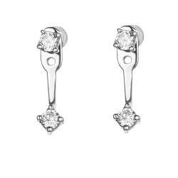 Silver Zircon Earrings Zirconia Earrings - Ear Jacket 3mm