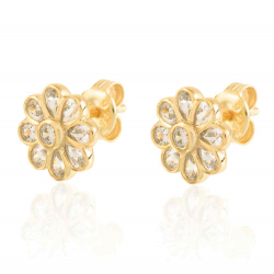 Silver Zircon Earrings Zirconia Earrings - Flower