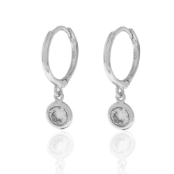 Silver Zircon Earrings Zirconia Earrings - Hoop Zirconia 4mm