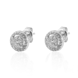 Silver Zircon Earrings Zirconia Earrings - 8mm