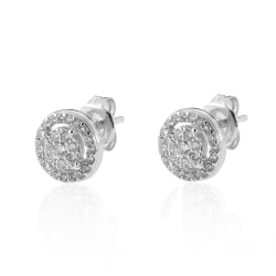 Silver Zircon Earrings Zirconia Earrings - 8mm