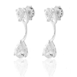 Pendiente Plata Circonita Pendientes Ear Jacket - Lagrima