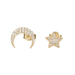 Boucles D'Oreilles Argent Zircone Boucles d'oreilles Zircone Lune et Étoile