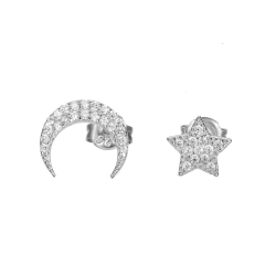Pendiente Plata Circonita Pendientes Circonita - Luna y Estrella