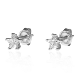 Silver Zircon Earrings Zirconia Earrings - Star 5mm