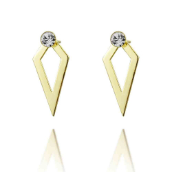 Silver Zircon Earrings Zirconia Earrings - Rhombus 22mm