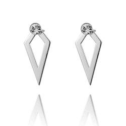 Silver Zircon Earrings Zirconia Earrings - Rhombus 22mm