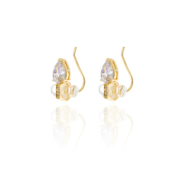 Silver Zircon Earrings Zirconia Earrings - Crystal 4 * 10 mm