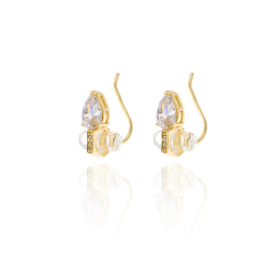 Silver Zircon Earrings Zirconia Earrings - Crystal 4 * 10 mm