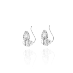 Silver Zircon Earrings Zirconia Earrings - Crystal 4 * 10 mm