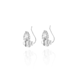 Silver Zircon Earrings Zirconia Earrings - Crystal 4 * 10 mm
