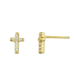 Silver Zircon Earrings Zirconia Earrings - Cross