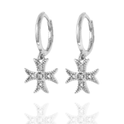 Silver Zircon Earrings Zirconia Cross Earrings