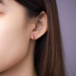 Silver Zircon Earrings Zirconia Earrings - 11mm Hoop