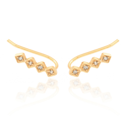 Silver Zircon Earrings Zirconia Earrings - Rhombus Climber