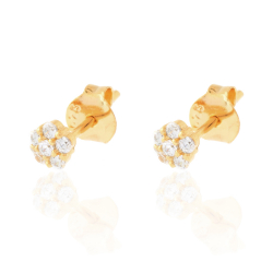 Silver Zircon Earrings Zirconia Earrings - Flower 4mm