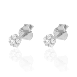 Silver Zircon Earrings Zirconia Earrings - Flower 4mm