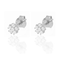 Silver Zircon Earrings Zirconia Earrings - Flower 4.5 mm