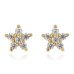 Silver Zircon Earrings Zirconia Earrings - Star 4.5mm