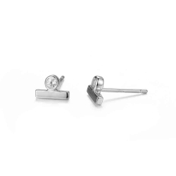 Silver Zircon Earrings Zirconia Earrings - Bar