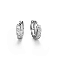 Silver Zircon Earrings Zirconia Earrings - Hoop 13mm