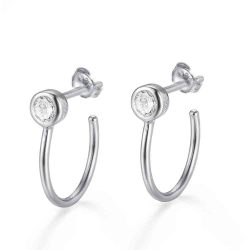 Boucles D'Oreilles Argent Zircone Boucles d'oreilles Demi-Anneau - Zircone 2,5 mm