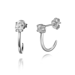 Silver Zircon Earrings Zirconia Earrings - Zircon 4mm