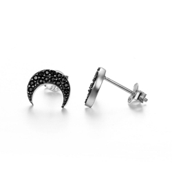 Silver Zircon Earrings Zirconia Earrings - Moon