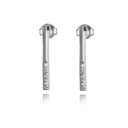 Silver Zircon Earrings Zirconia Earrings - Bar 20mm
