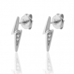 Silver Zircon Earrings Zirconia Earrings - Ray 12mm