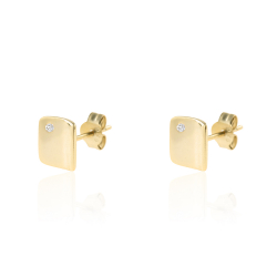 Silver Zircon Earrings Zirconia Earrings - Square 8mm