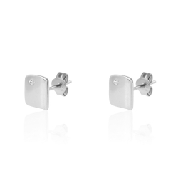 Silver Zircon Earrings Zirconia Earrings - Square 8mm