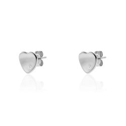 Silver Zircon Earrings Zirconia Earrings - Heart