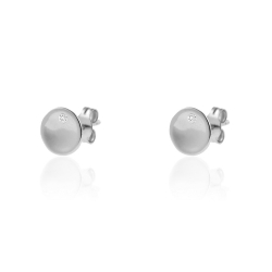 Silver Zircon Earrings Zirconia Earrings - Circle 8mm