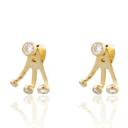 Silver Zircon Earrings Zirconia Earrings - 4 CZ