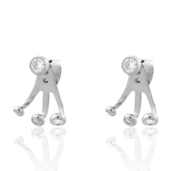 Silver Zircon Earrings Zirconia Earrings - 4 CZ