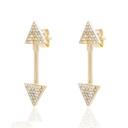 Silver Zircon Earrings Zirconia Earrings - Arrows