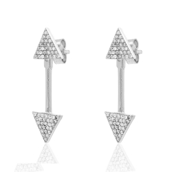 Silver Zircon Earrings Zirconia Earrings - Arrows