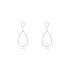 Silver Zircon Earrings Zirconia Earrings - Lagrima 32mm