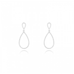 Silver Zircon Earrings Zirconia Earrings - Lagrima 32mm