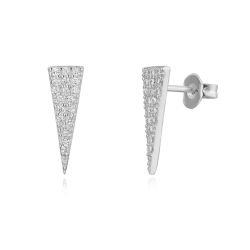 Silver Zircon Earrings Zirconia Earrings - Triangle 5 * 14